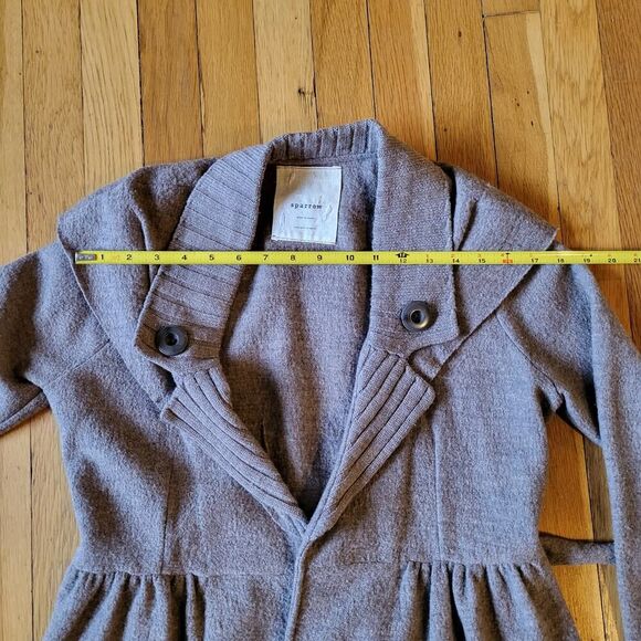 Anthropologie Sparrow Merino Wool Sweater Jacket, Dark Taupe, Size S - Picture 5 of 7